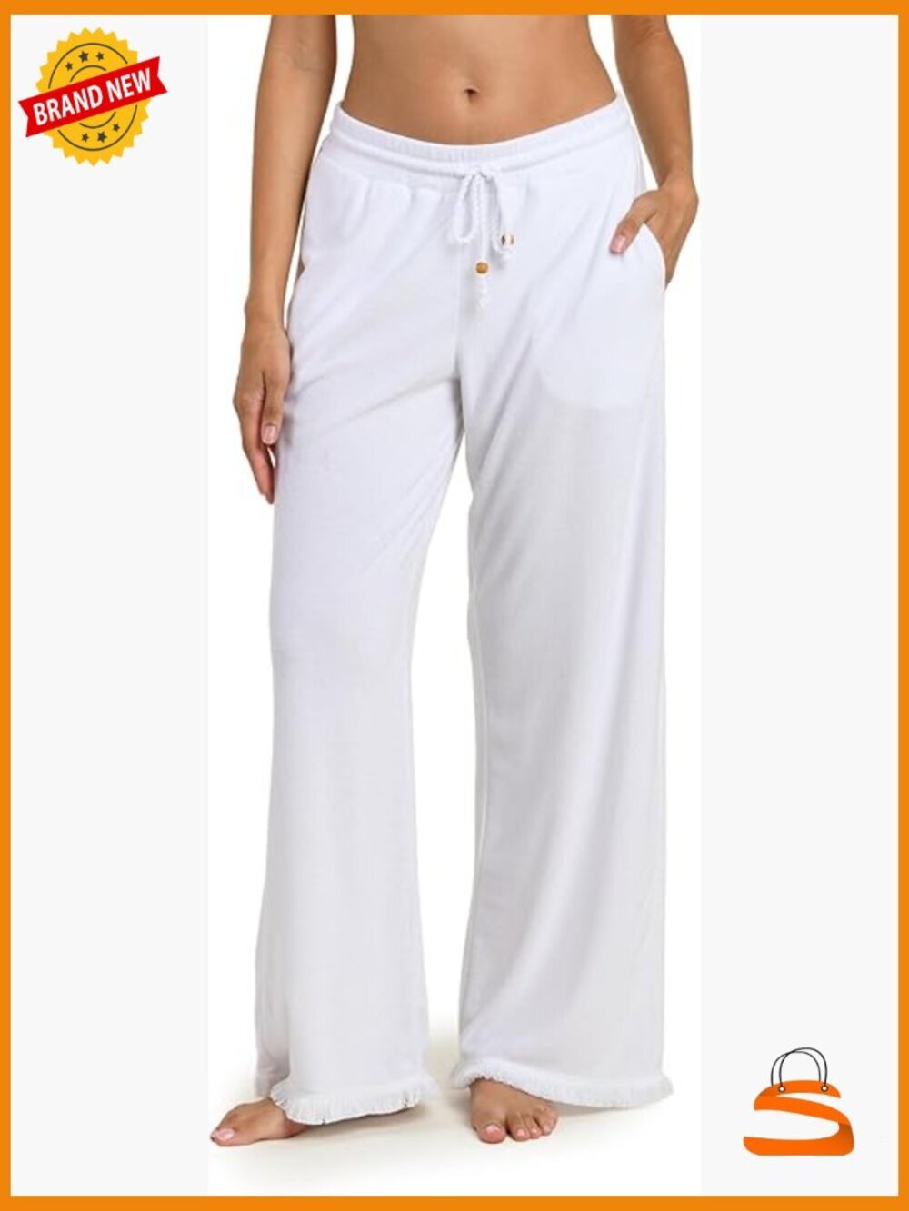 Women's Palazzo Pant Swimsuit Cover Up Wide Leg Elastic Waist
